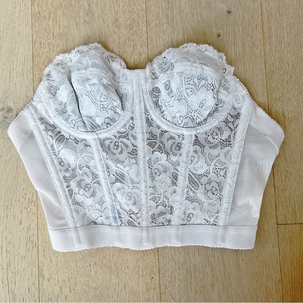 White Lace Sleeveless Crop Corset Bustier Bra Top